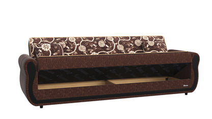 90" Brown Chenille Convertible Futon Sleeper Sofa And Toss Pillows With Storage - Loft&Timber