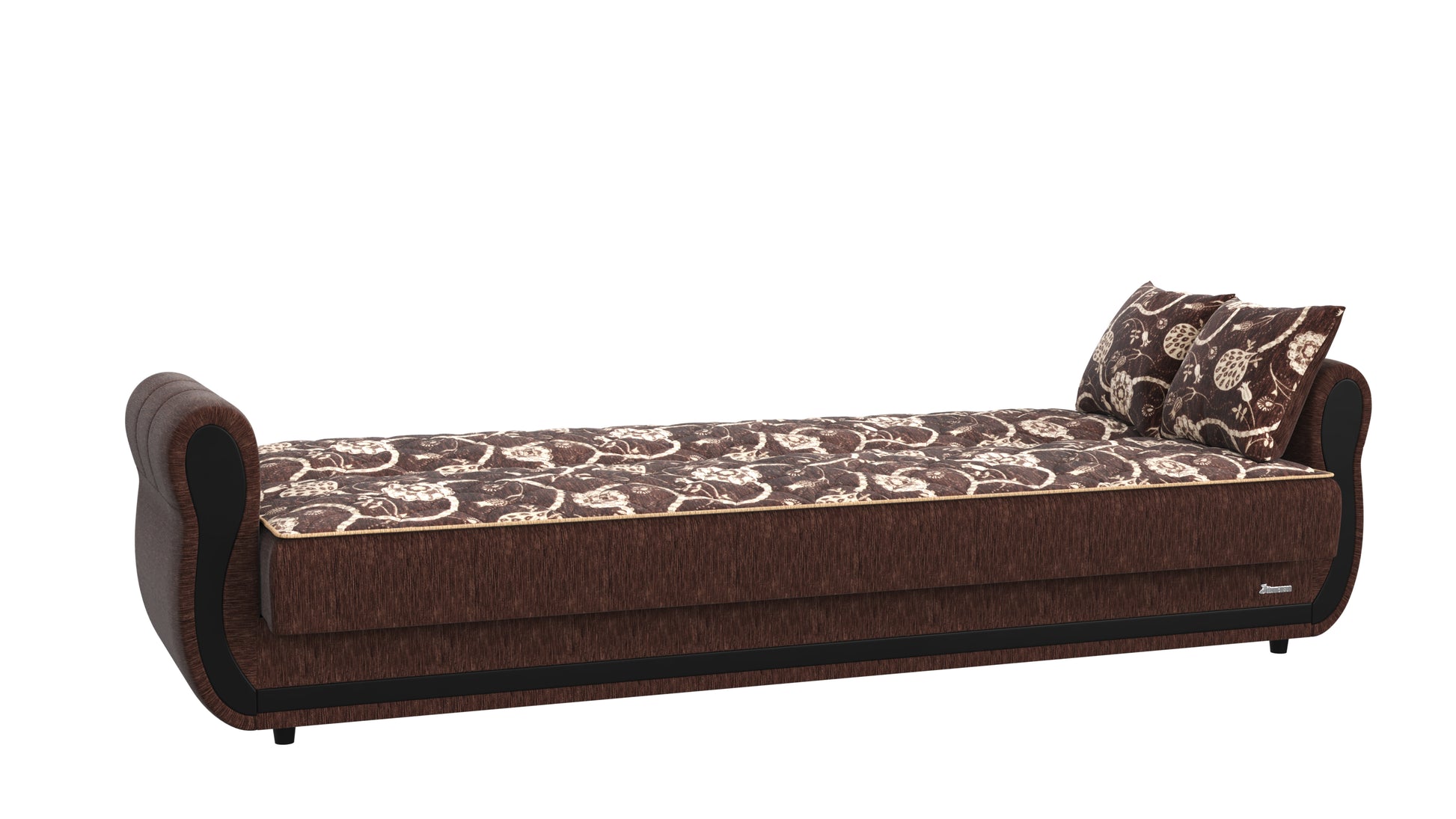 90" Brown Chenille Convertible Futon Sleeper Sofa And Toss Pillows With Storage - Loft&Timber