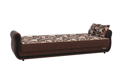 90" Brown Chenille Convertible Futon Sleeper Sofa And Toss Pillows With Storage - Loft&Timber