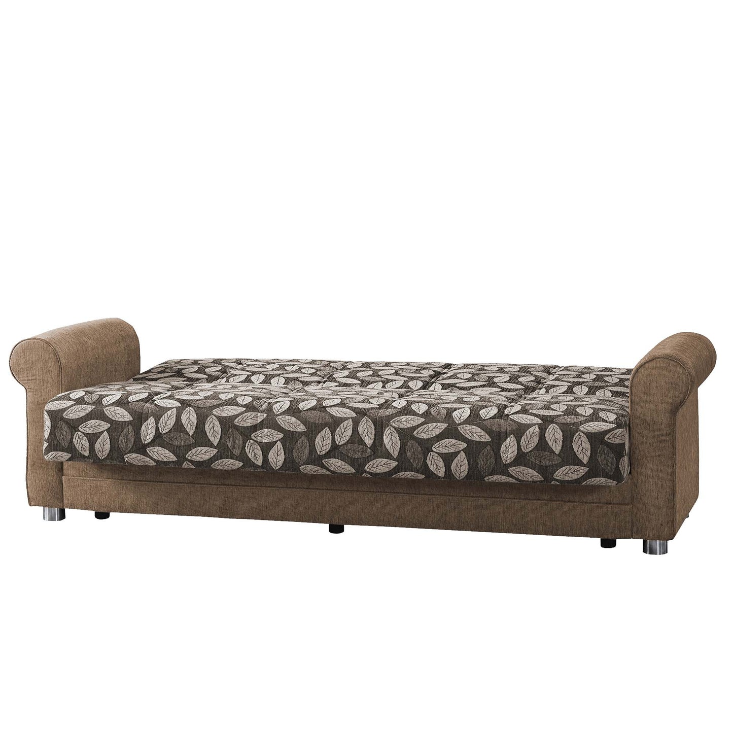 89" Beige Chenille Convertible Futon Sleeper Sofa And Toss Pillows With Storage - Loft&Timber