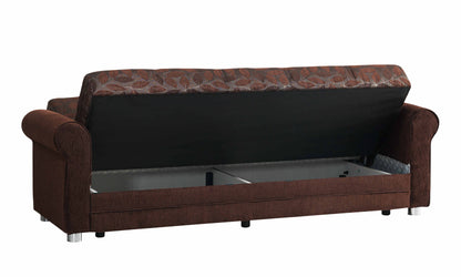 89" Dark Brown Chenille Convertible Futon Sleeper Sofa And Toss Pillows With Storage - Loft&Timber