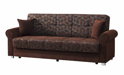 89" Dark Brown Chenille Convertible Futon Sleeper Sofa And Toss Pillows With Storage - Loft&Timber