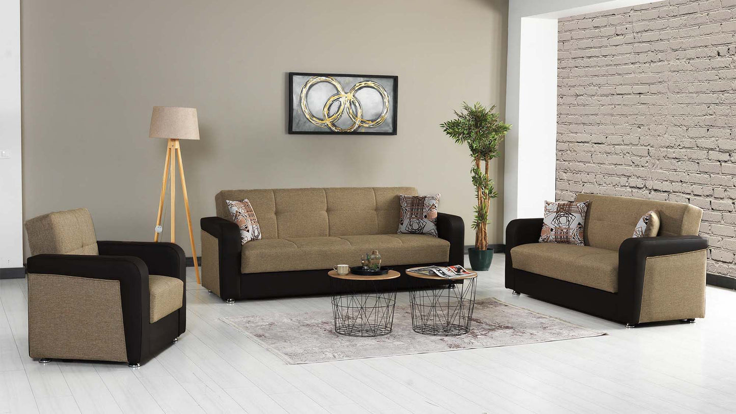 90" Brown Chenille And Faux Leather Convertible Futon Sleeper Sofa And Toss Pillows With Storage-6