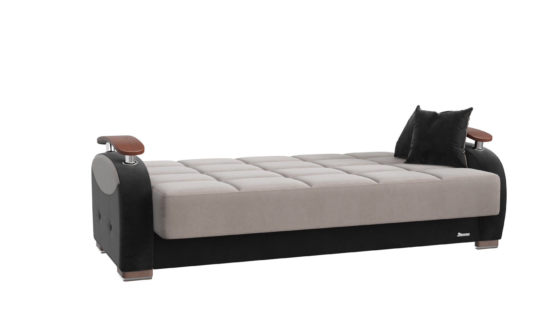 84" Gray Microfiber Convertible Futon Sleeper Sofa And Toss Pillows With Storage - Loft&Timber