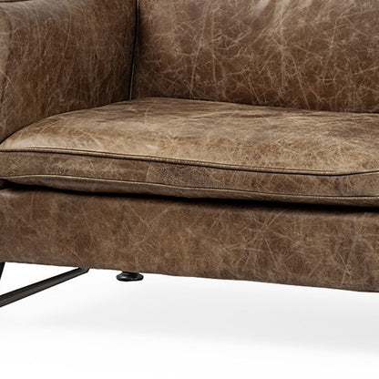 84" Dark Brown Rustic Leather Sofa-2