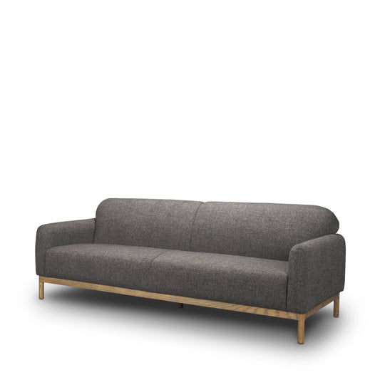 90" Gray Fabric Sofa With Brown Legs-1