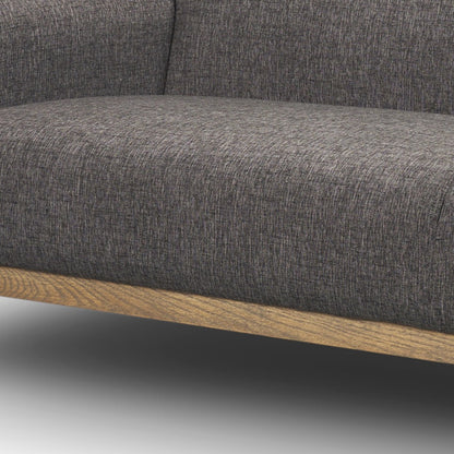 90" Gray Fabric Sofa With Brown Legs-2