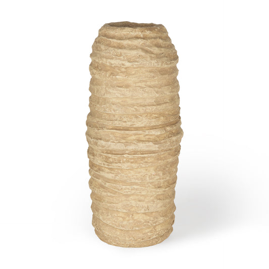 18" Beige Paper Mache Table Vase - Loft&Timber