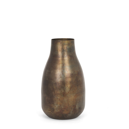 12" Antiqued Gold Metal Table Vase - Loft&Timber