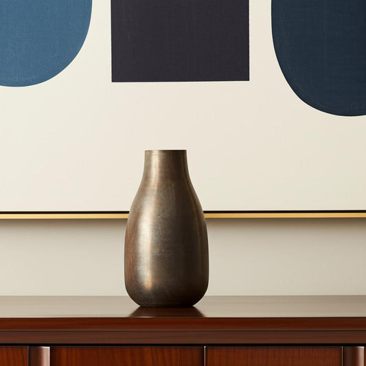 12" Antiqued Gold Metal Table Vase - Loft&Timber