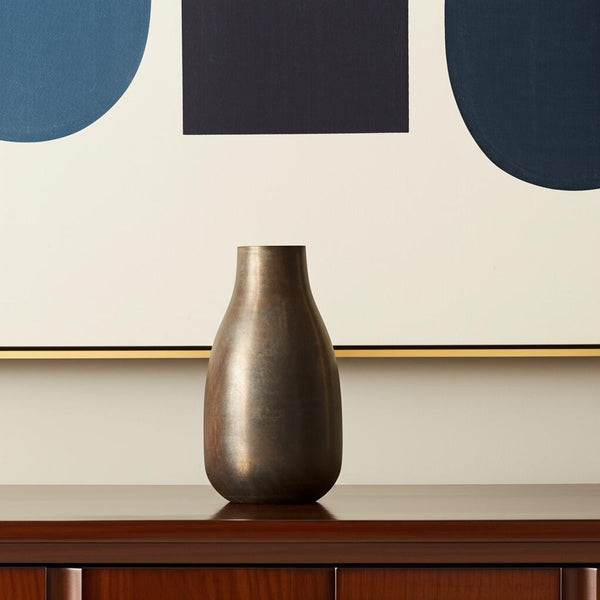 12" Antiqued Gold Metal Table Vase-0