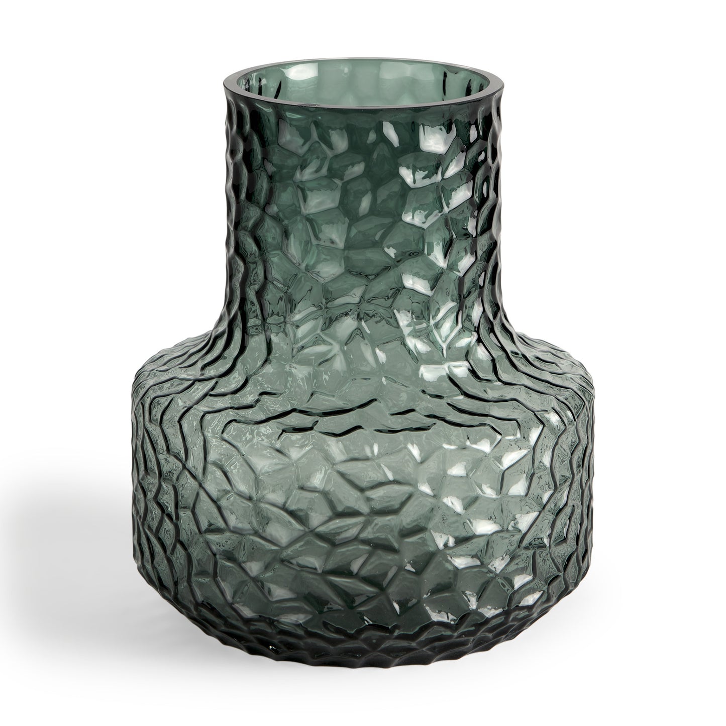 7" Green Faceted Glass Table Vase - Loft&Timber