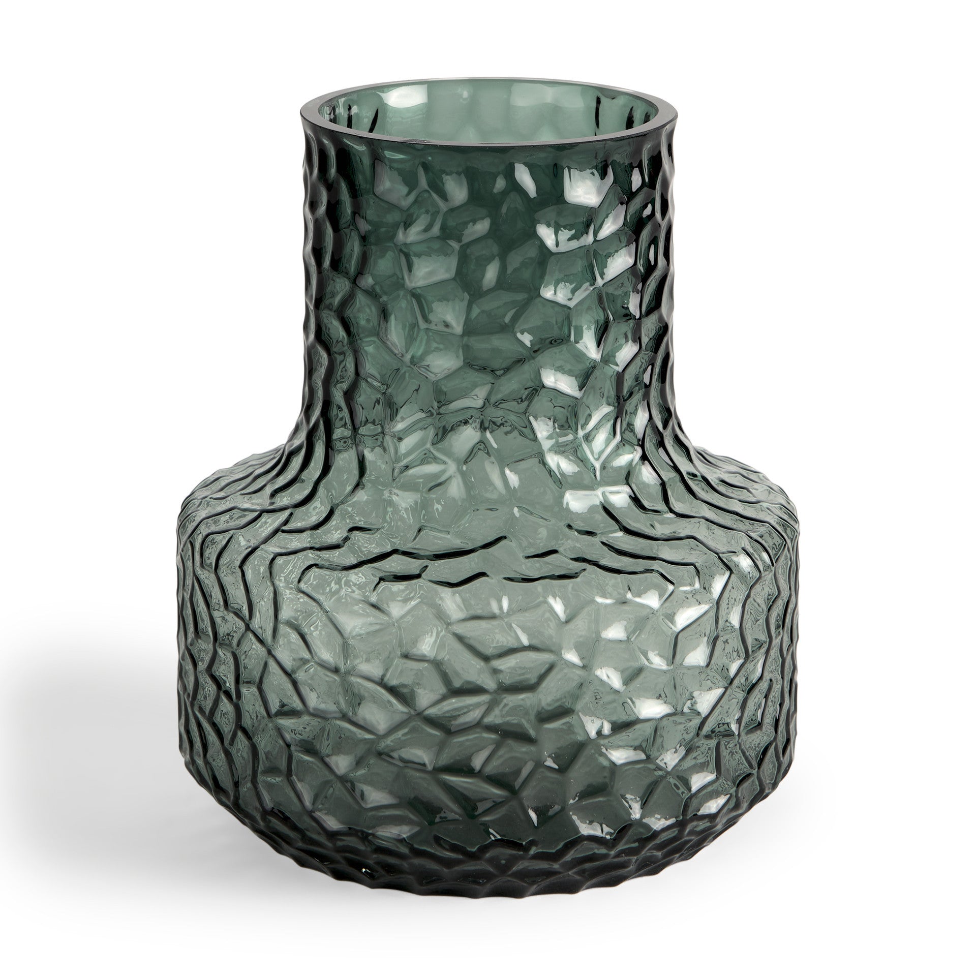 7" Green Faceted Glass Table Vase - Loft&Timber