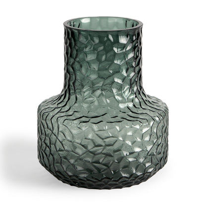 7" Green Faceted Glass Table Vase - Loft&Timber