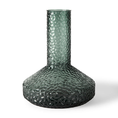12" Green Faceted Glass Table Vase - Loft&Timber
