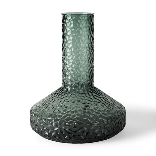 12" Green Faceted Glass Table Vase - Loft&Timber
