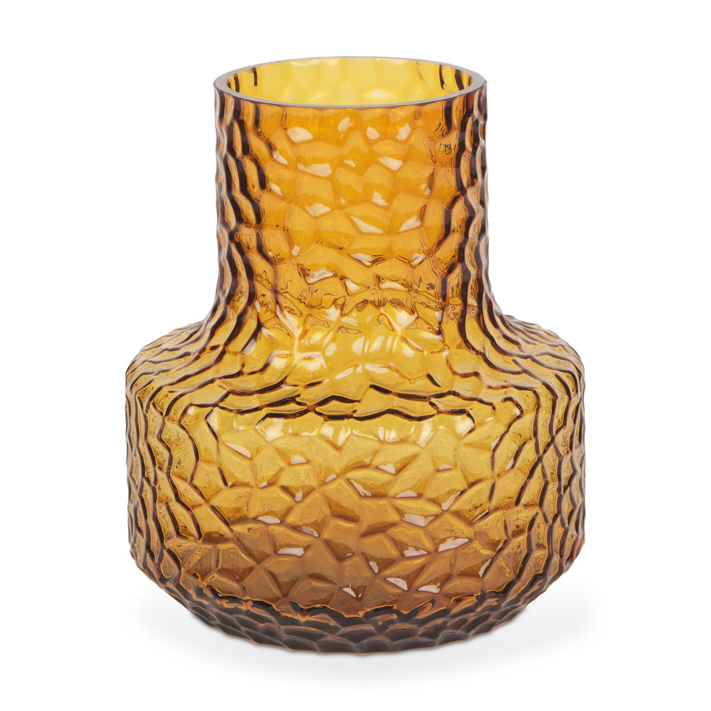 7" Amber Glass Faceted Table Vase - Loft&Timber