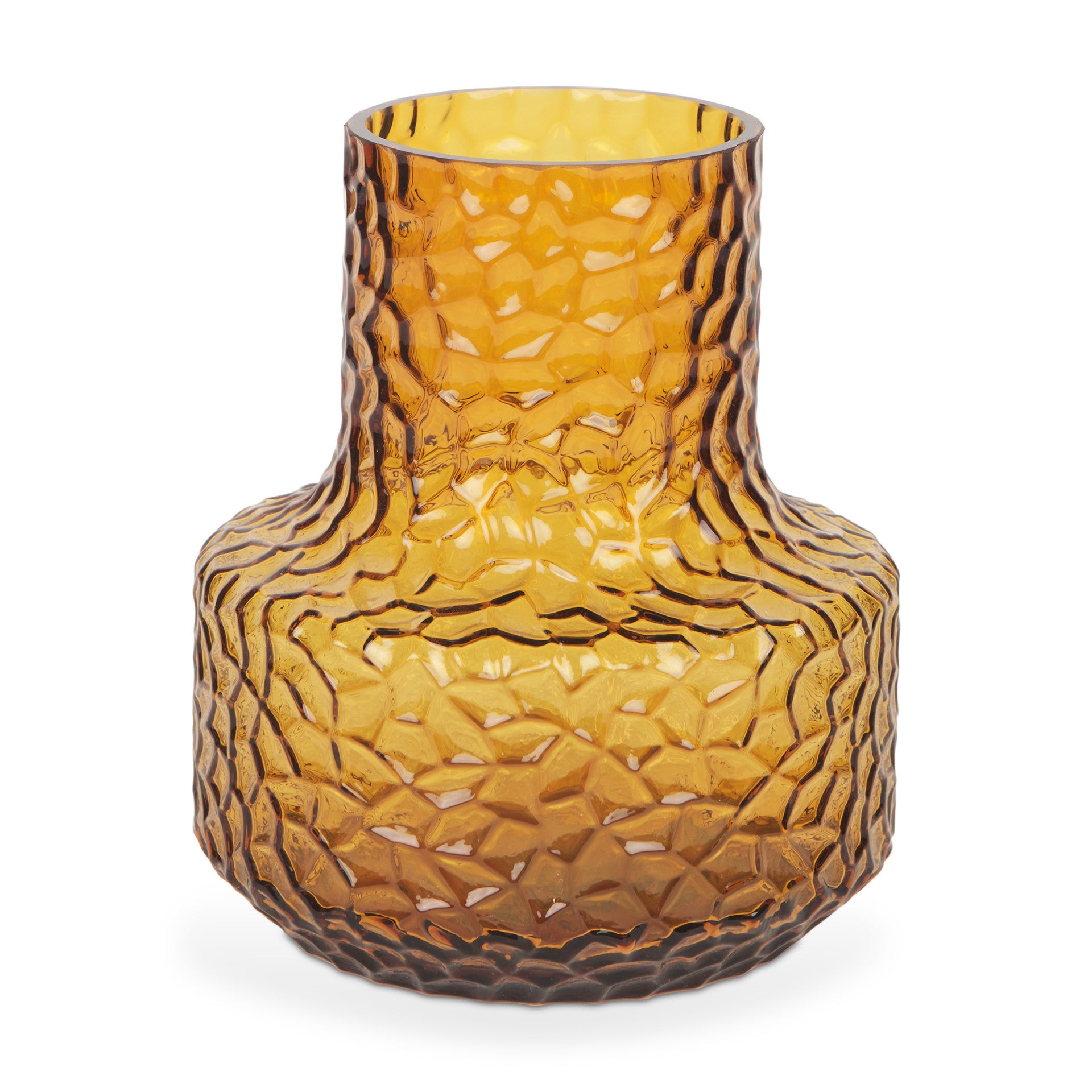7" Amber Glass Faceted Table Vase - Loft&Timber