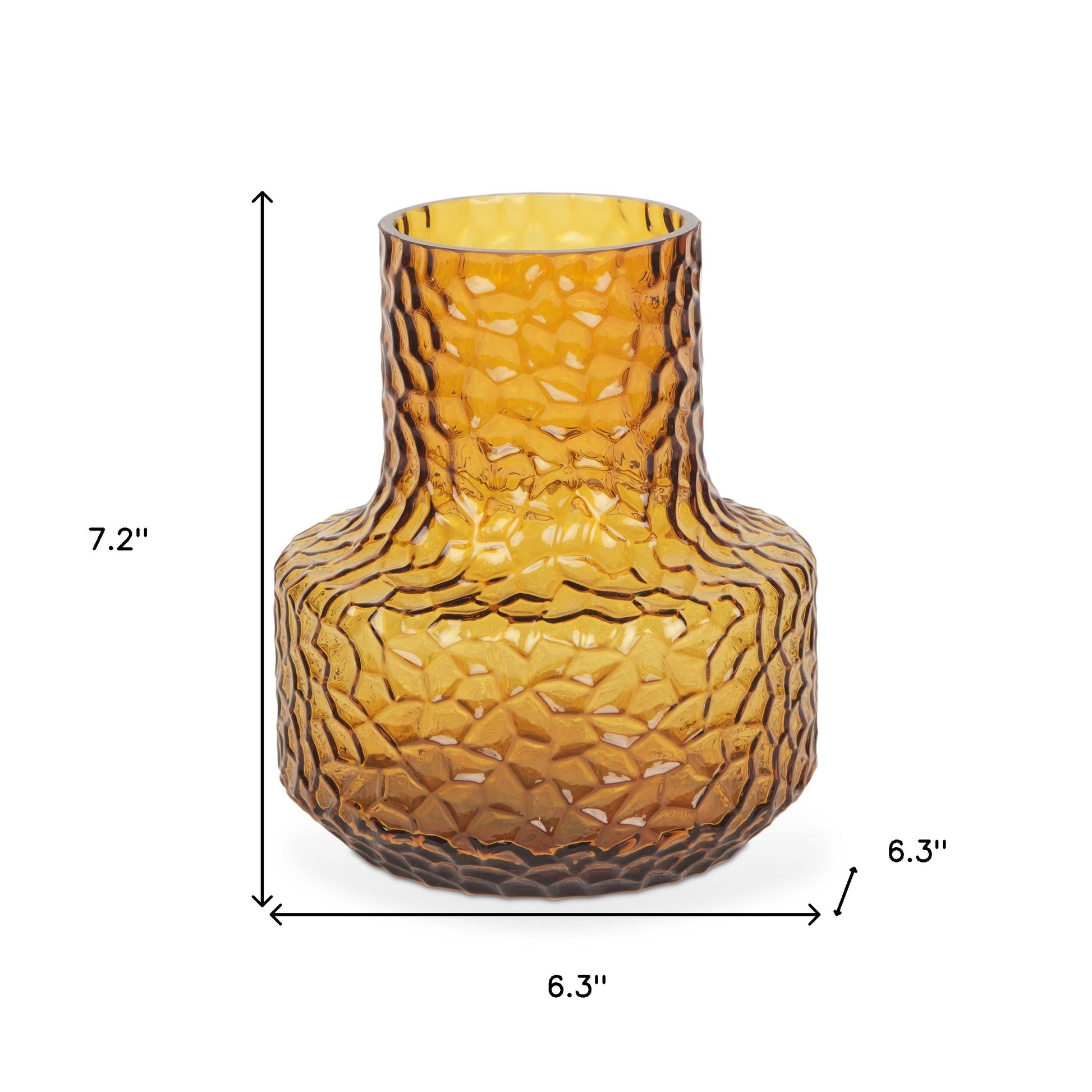 7" Amber Glass Faceted Table Vase - Loft&Timber