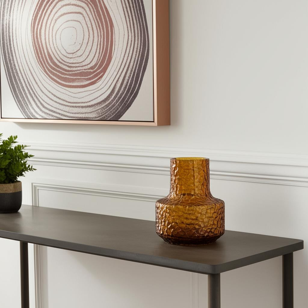 7" Amber Glass Faceted Table Vase - Loft&Timber