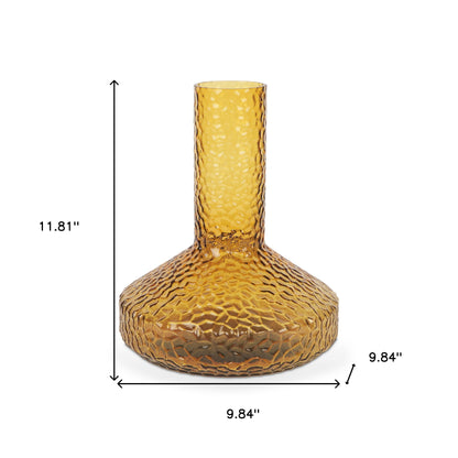12" Amber Glass Faceted Table Vase - Loft&Timber