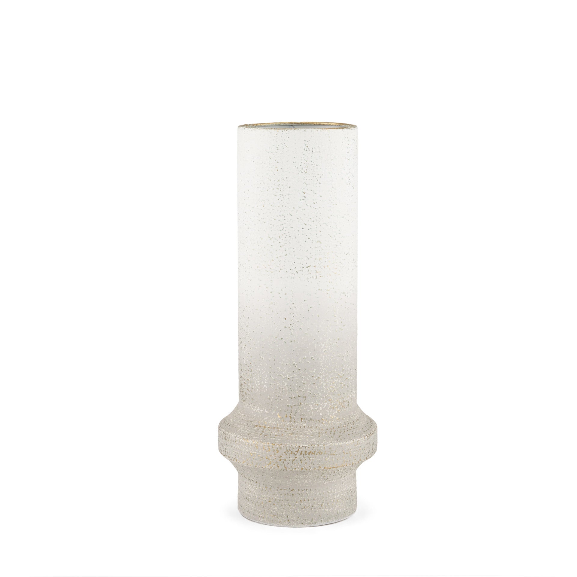 16" White Cylinder Metal Table Vase - Loft&Timber