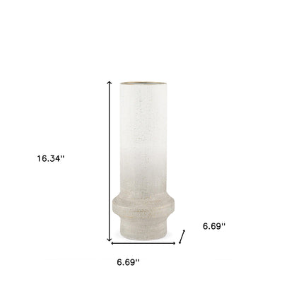 16" White Cylinder Metal Table Vase - Loft&Timber