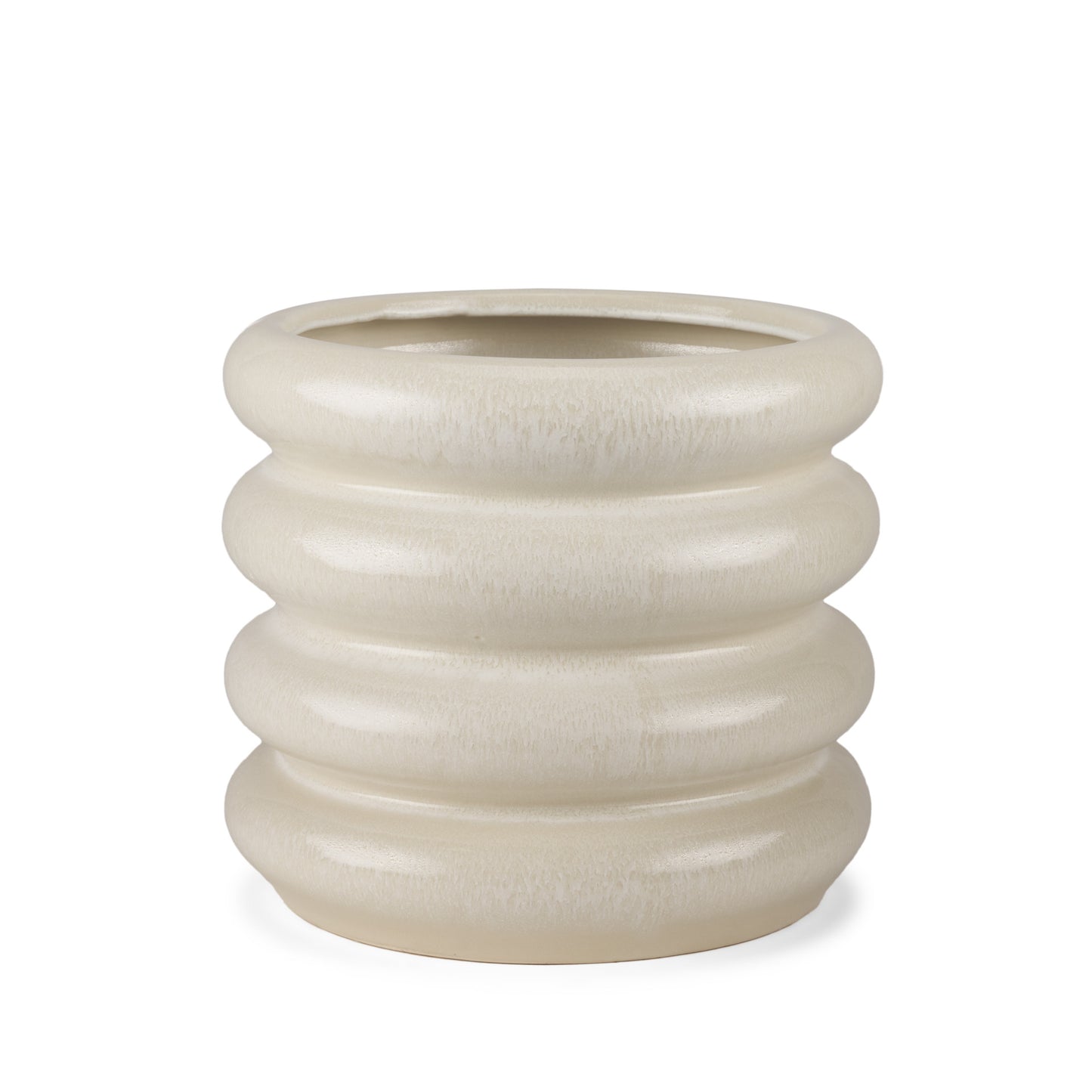 12" Cream Cylinder Ceramic Table Vase - Loft&Timber