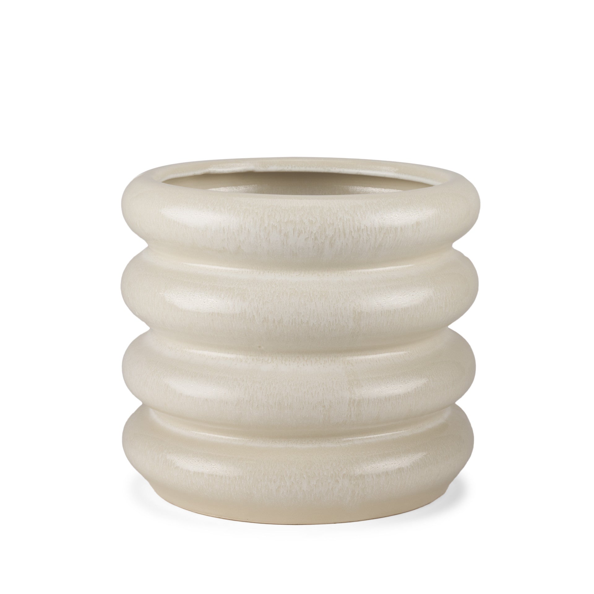 12" Cream Cylinder Ceramic Table Vase - Loft&Timber