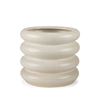 12" Cream Cylinder Ceramic Table Vase - Loft&Timber