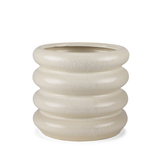 12" Cream Cylinder Ceramic Table Vase - Loft&Timber