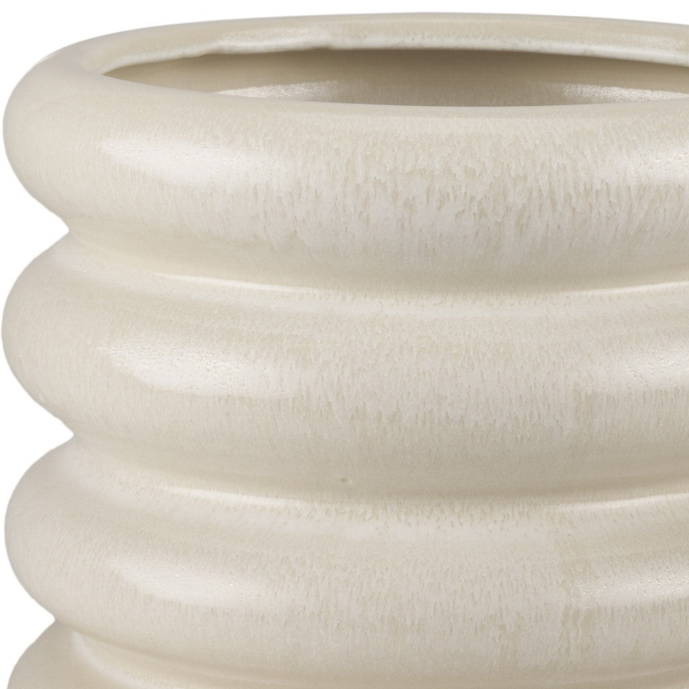 12" Cream Cylinder Ceramic Table Vase - Loft&Timber