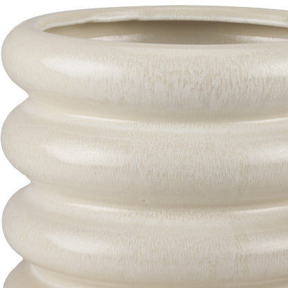 12" Cream Cylinder Ceramic Table Vase - Loft&Timber