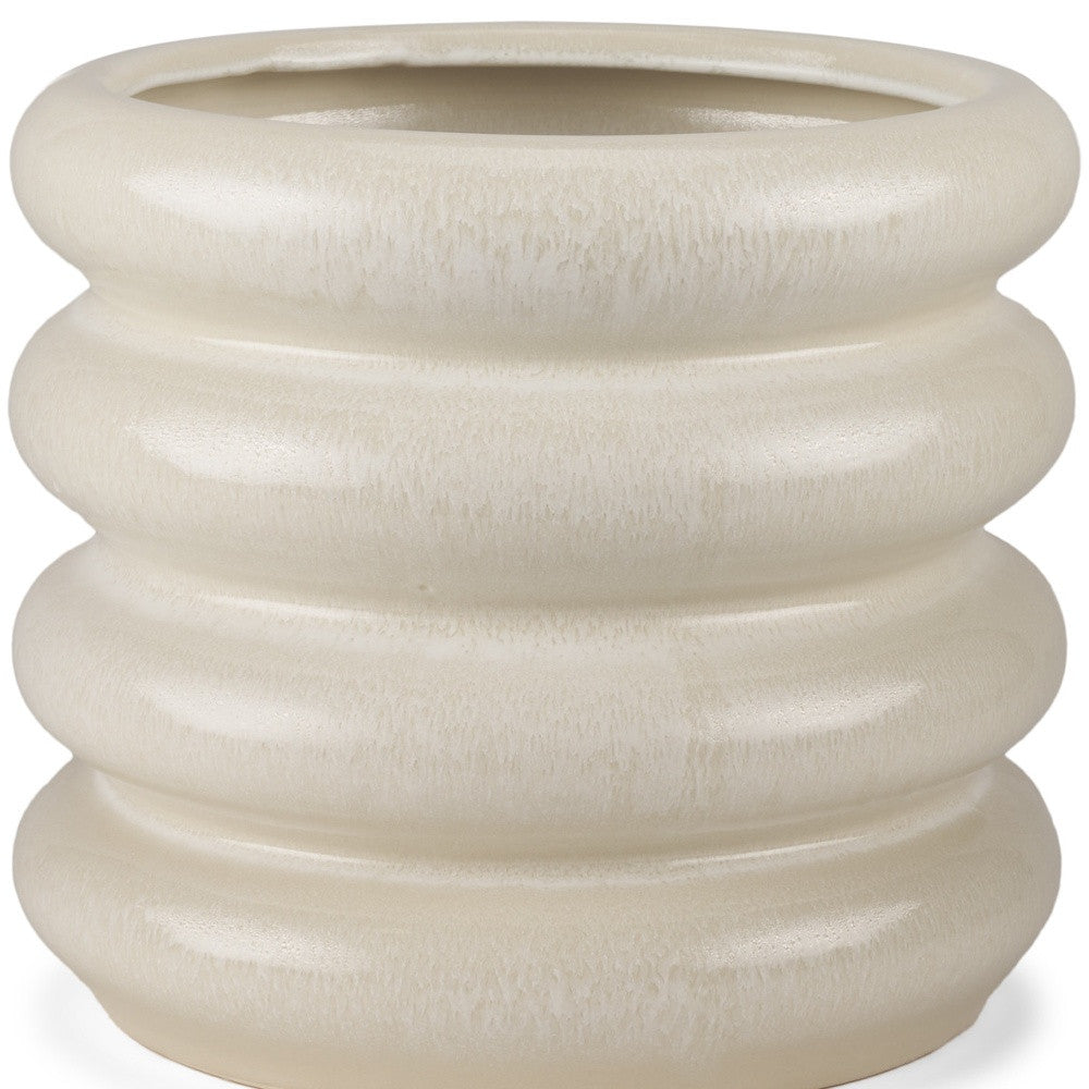 12" Cream Cylinder Ceramic Table Vase - Loft&Timber
