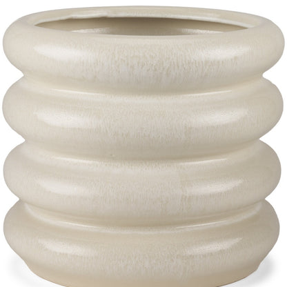 12" Cream Cylinder Ceramic Table Vase - Loft&Timber