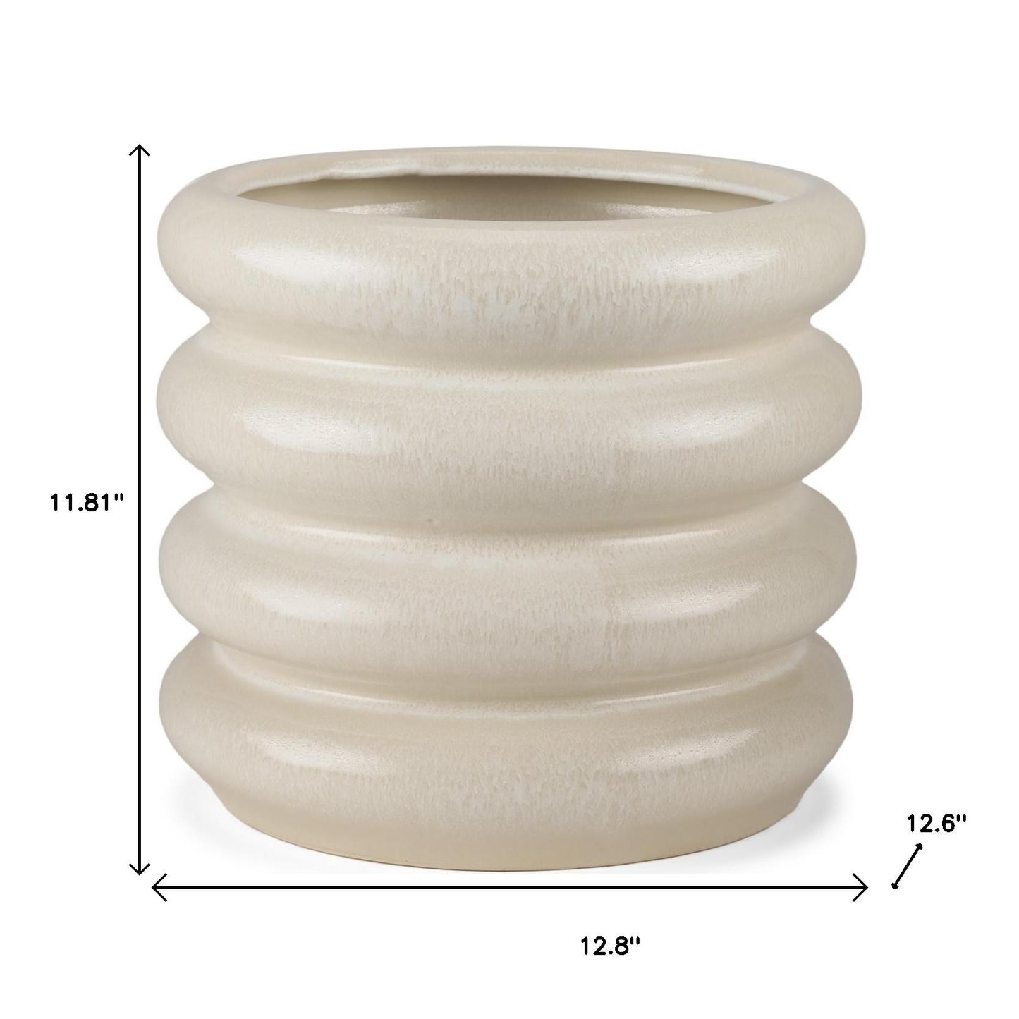 12" Cream Cylinder Ceramic Table Vase - Loft&Timber