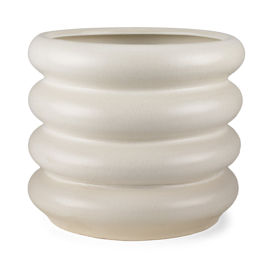 14" Cream Cylinder Ceramic Table Vase - Loft&Timber