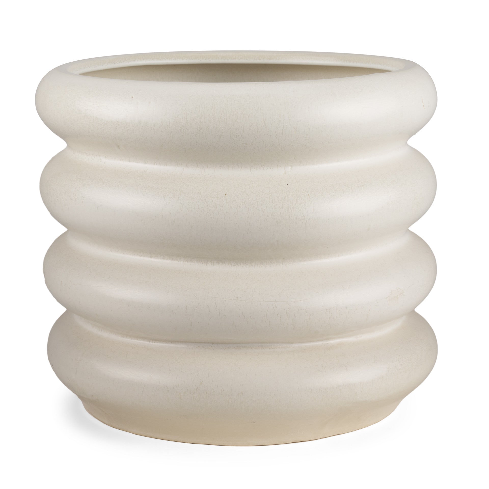 14" Cream Cylinder Ceramic Table Vase - Loft&Timber