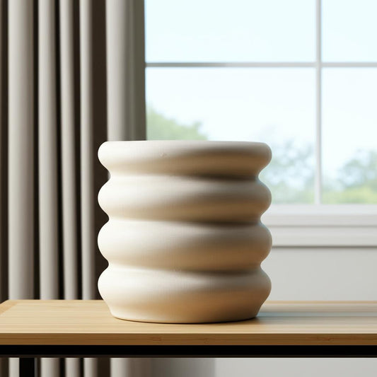 14" Cream Cylinder Ceramic Table Vase - Loft&Timber