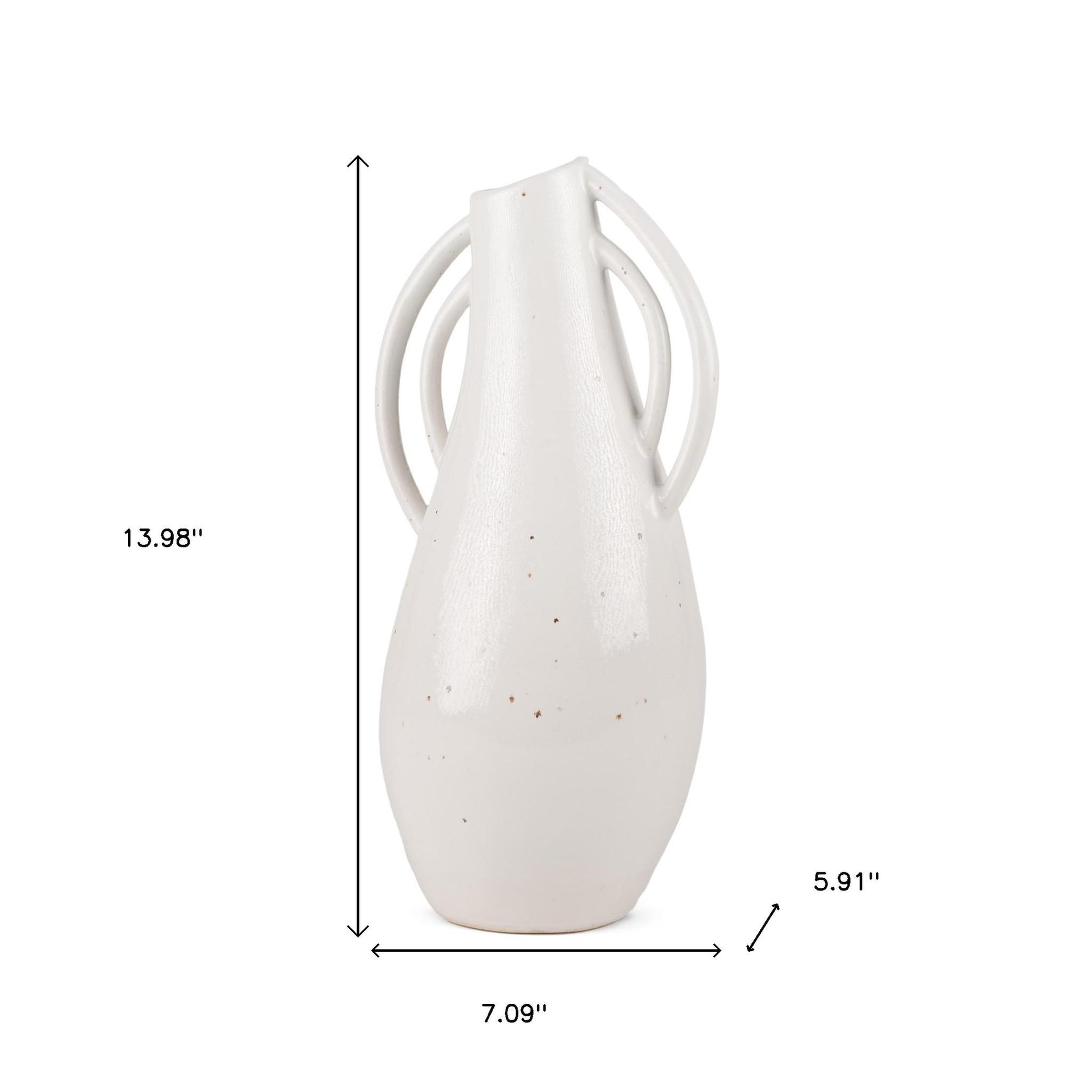 14" White Amphora Ceramic Table Vase - Loft&Timber