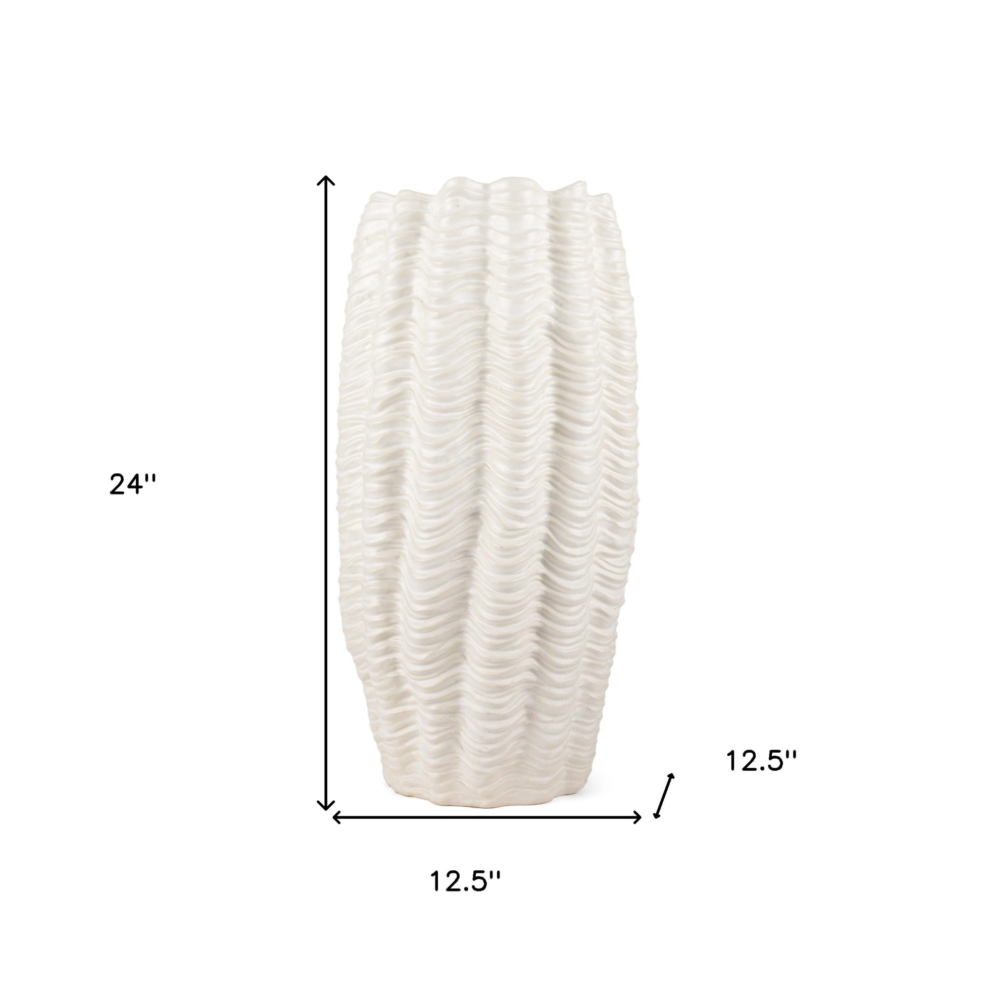 24" Cream Cylinder Ceramic Table Vase - Loft&Timber