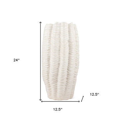 24" Cream Cylinder Ceramic Table Vase - Loft&Timber