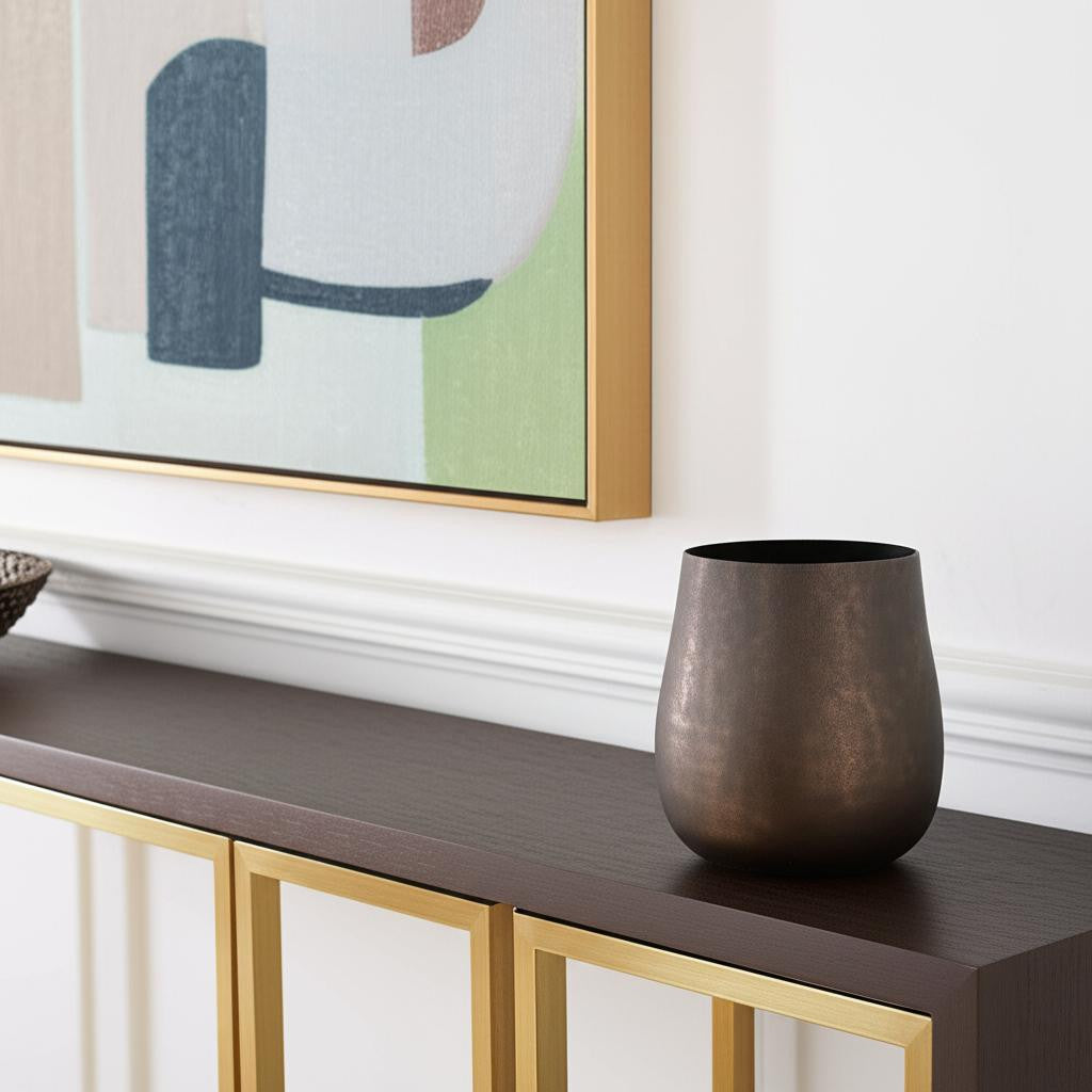 9" Gold Cylinder Metal Table Vase - Loft&Timber