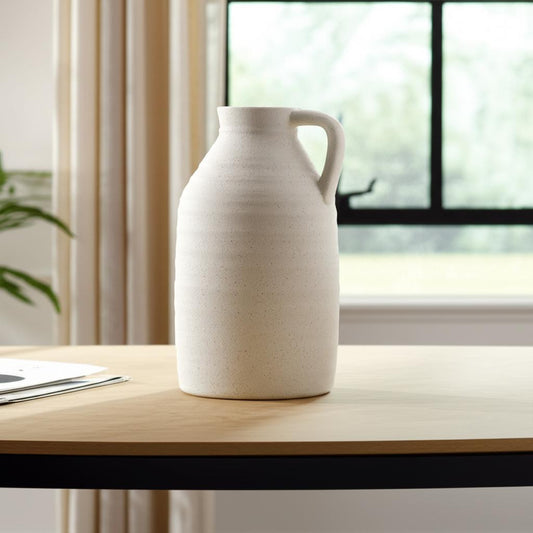 15" Beige Bud Ceramic Table Vase - Loft&Timber