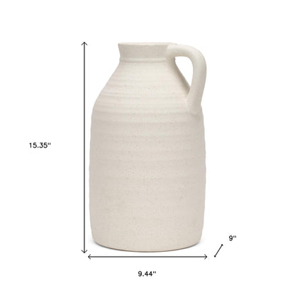 15" Beige Bud Ceramic Table Vase - Loft&Timber