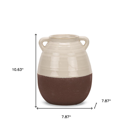 11" Cream Amphora Ceramic Table Vase - Loft&Timber