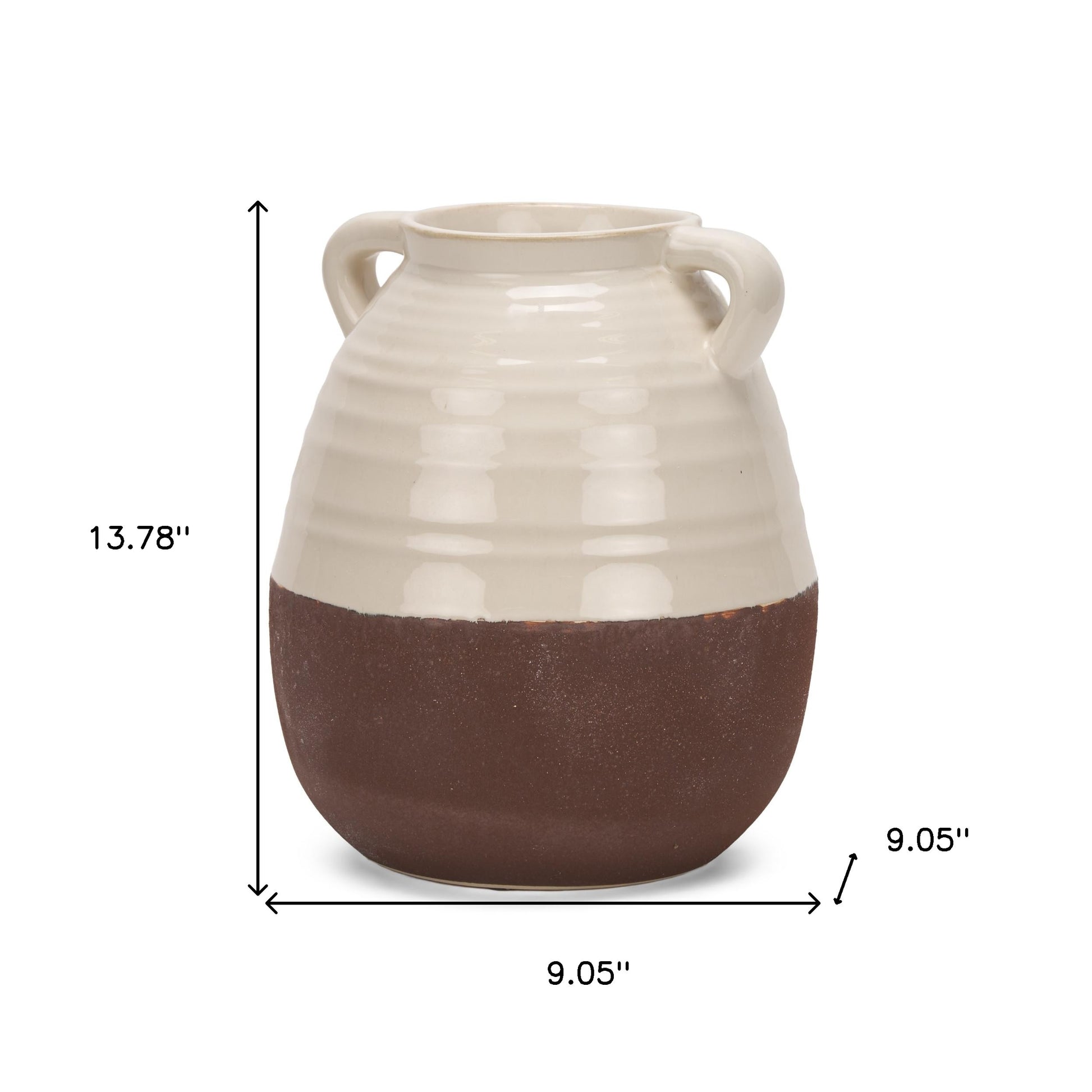 14" Brown Amphora Ceramic Table Vase - Loft&Timber