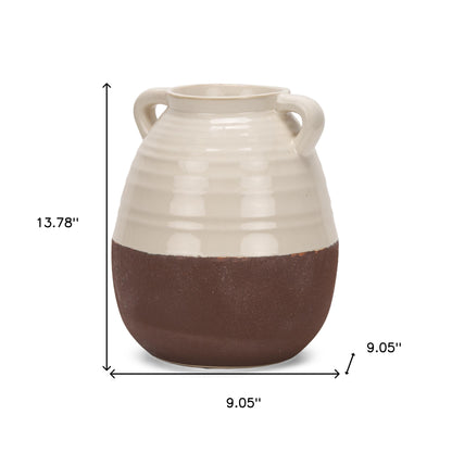 14" Brown Amphora Ceramic Table Vase - Loft&Timber