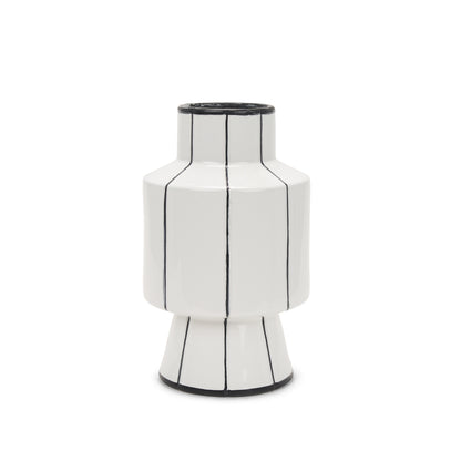 13" White Cylinder Ceramic Table Vase - Loft&Timber