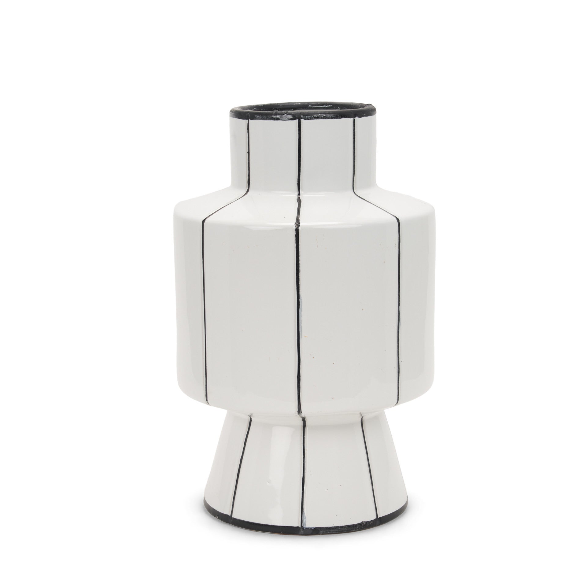 16" Black Cylinder Ceramic Table Vase - Loft&Timber